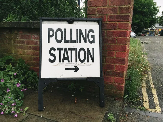 Polling station sign outside a local community hall
